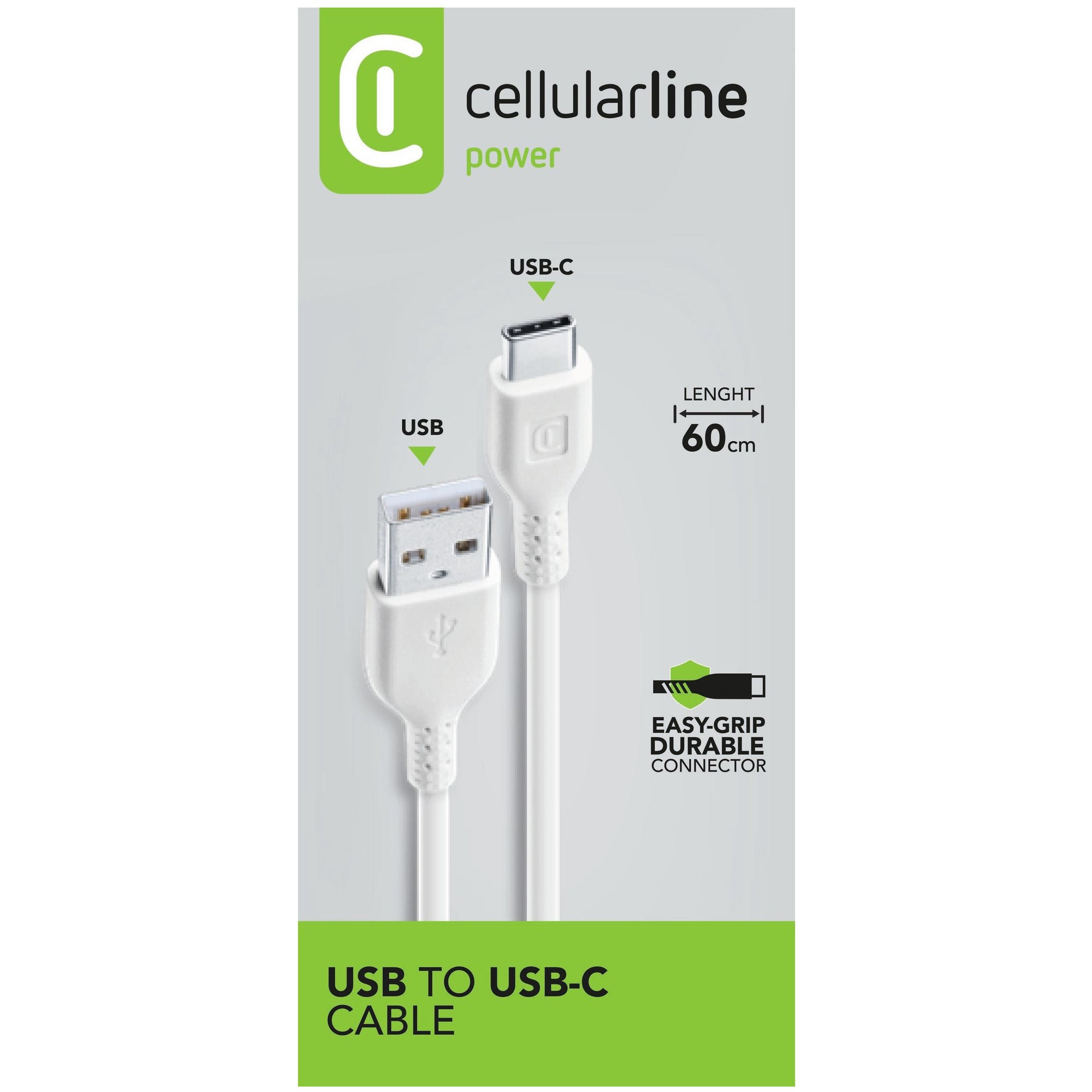 Câble de charge et transfert de données Cellularline 60 cm - Câble USB-C vers USB-C