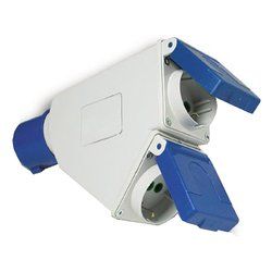 Adaptador eléctrico industrial Fanton doble toma azul y blanco 73104