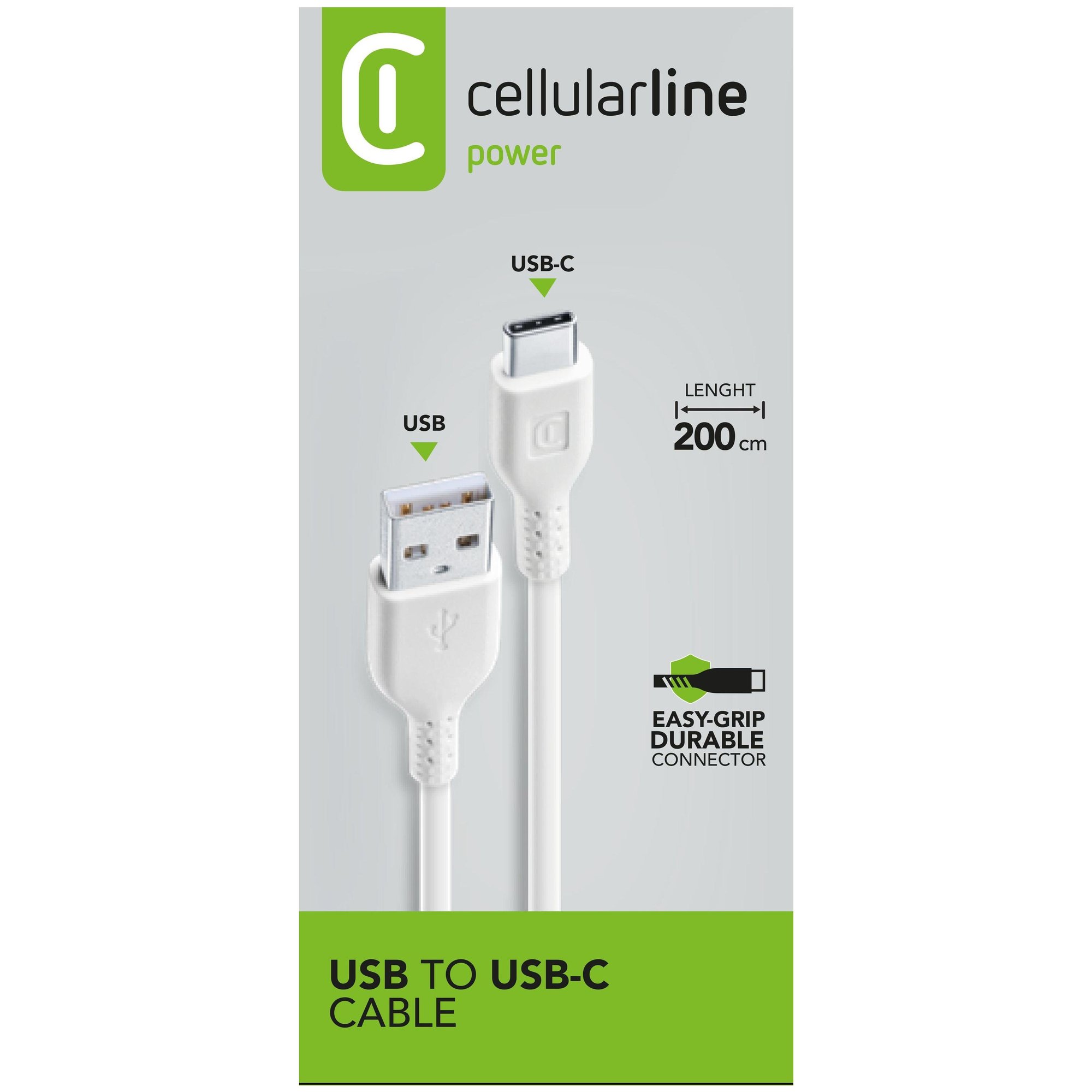 Câble de charge et transfert de données Cellularline 200 cm - Câble USB-C