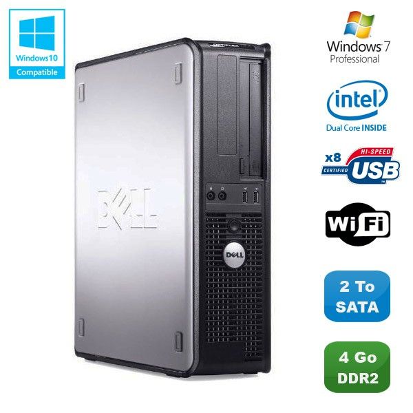 Dell Optiplex 760 DT PC - Intel Dual Core E5200, 2.5GHz, 4GB DDR2, 2000GB HDD, WiFi, Windows 7