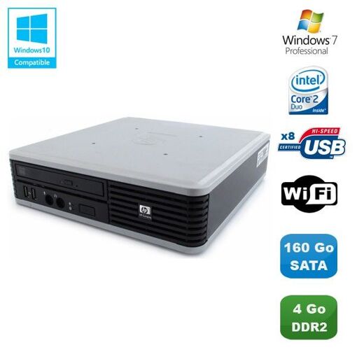 Computadora de escritorio HP Compaq dc7800P USFF - Procesador Intel Core 2 Duo E8400, 3 GHz, 4 GB de RAM, disco duro de 160 GB, grabadora de DVD, WiFi