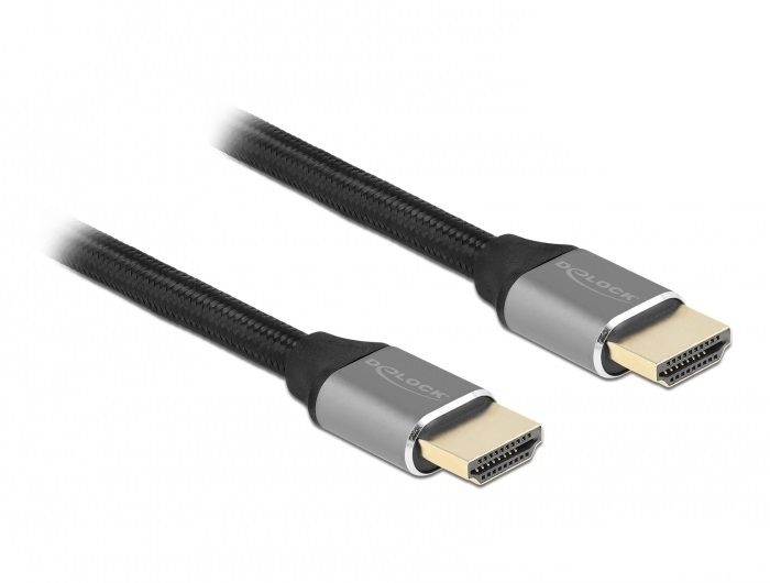 Cable HDMI Delock de 48 Gbps, 8K 60 Hz, 0,5 m, Gris