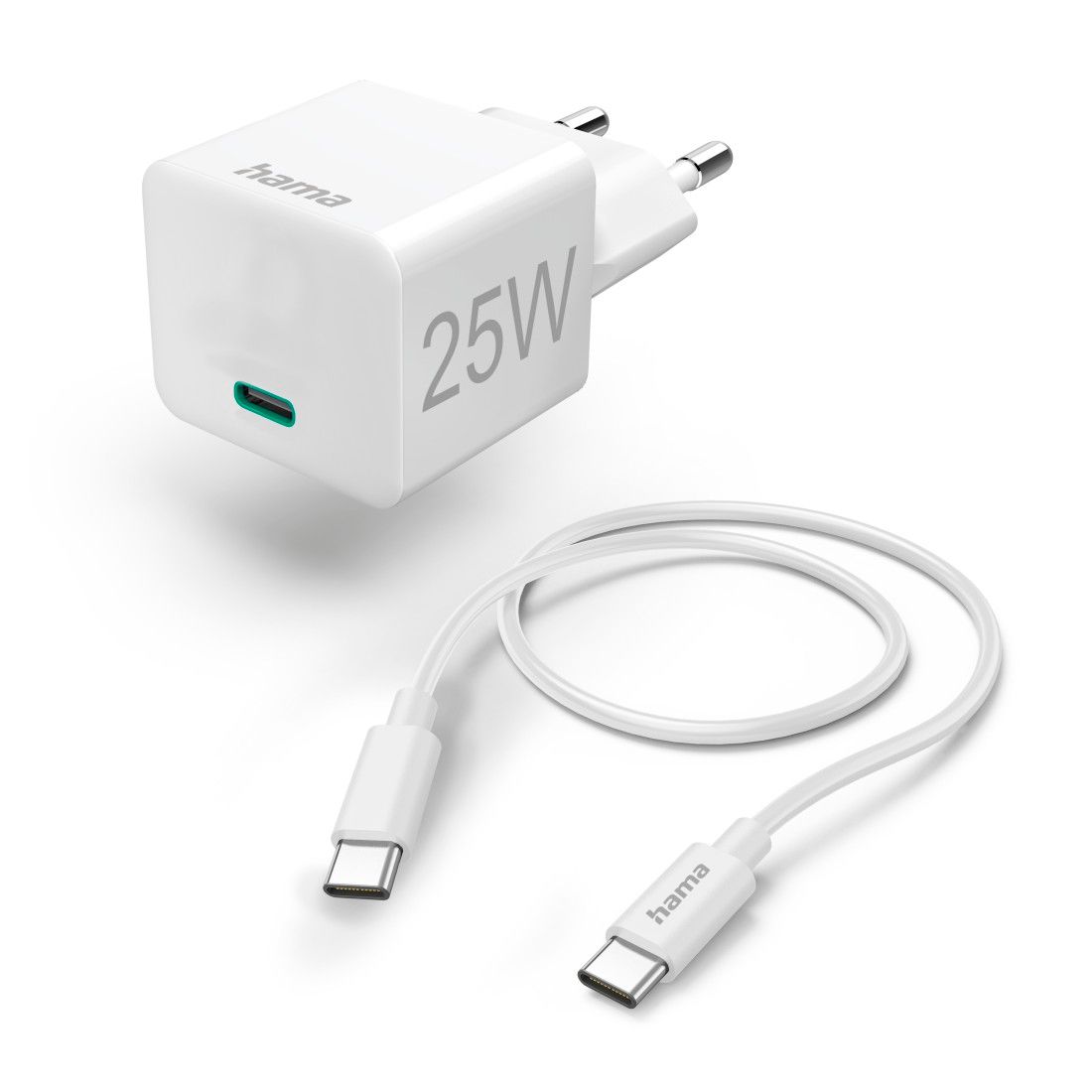 Hama Quick Charge USB-C Cable and Power Adapter, 25W, 1.5m, White
