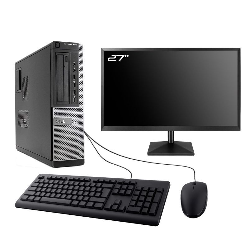 Dell Optiplex 9010 DT Desktop Computer, 27" Screen, Intel I3-3220, 8GB RAM, 500GB HDD, Windows 10, WiFi