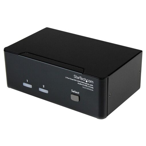 StarTech.com 2-Port USB and Dual DVI KVM Switch with Audio and USB 2.0 Hub
