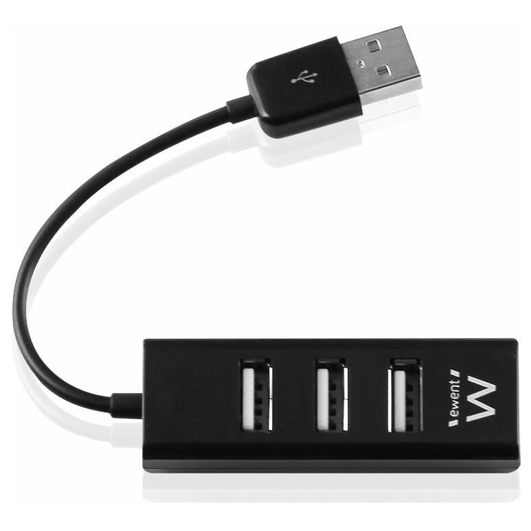 Ewent USB 2.0 Hub & Connector (480 Mbit/s, Black)