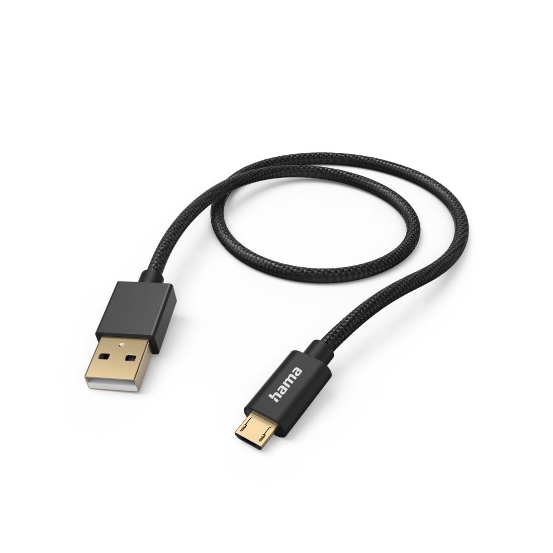 Hama 'Fabric' USB-A to micro-USB Cable, 1.5m, Nylon, Black