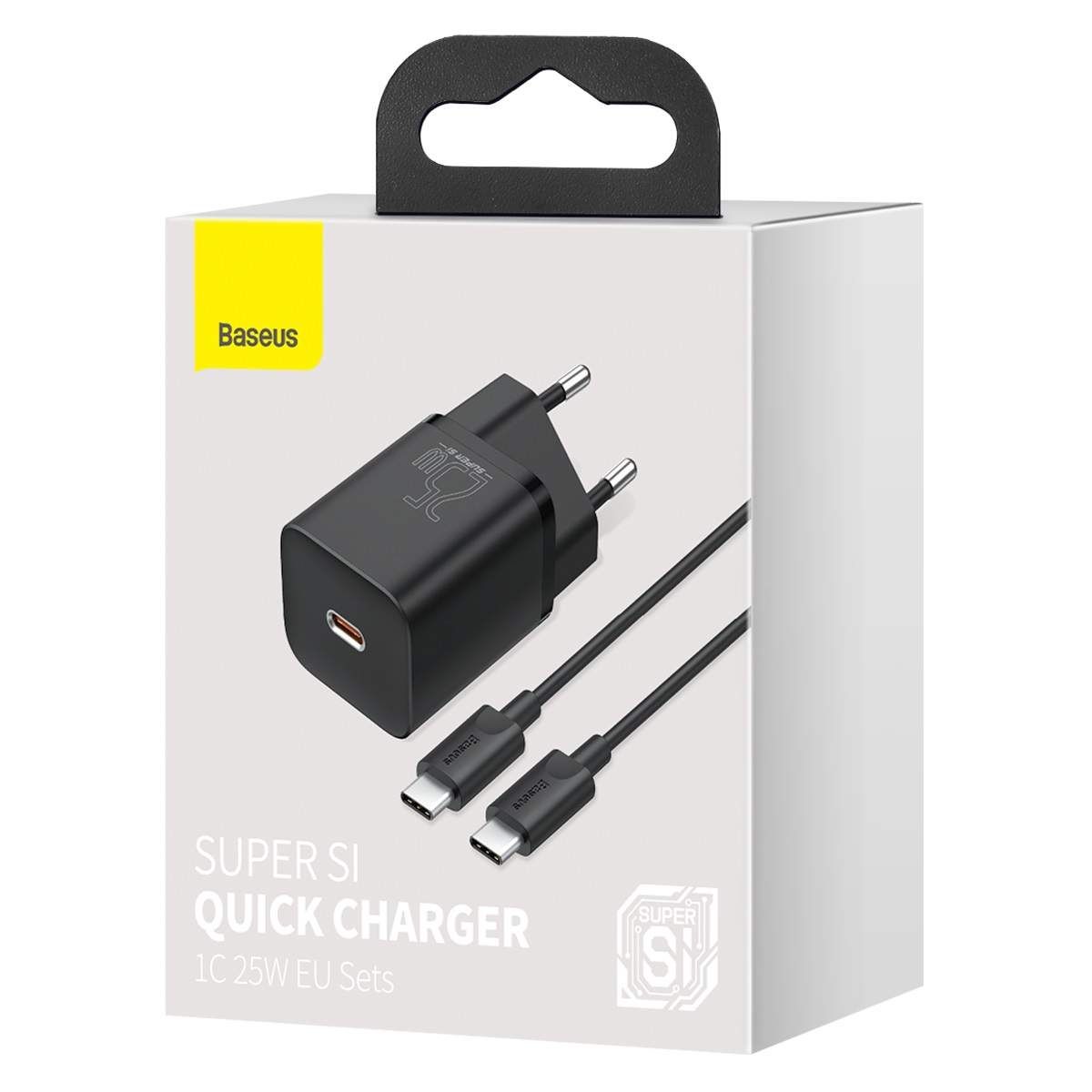 Baseus Super Si 1C QC Travel Charger Set (White Cable, Type-C to Type-C, 3A, 1m)