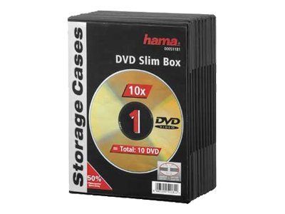 Estuche para DVD ultra delgado Hama - Negro (paquete de 10)