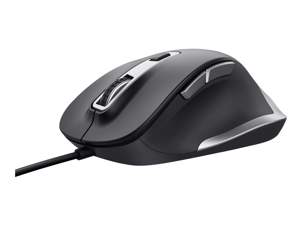 Trust Fyda Wired Mouse, 600-5000 DPI, 6 Buttons, 150cm Cable, Ergonomic USB - Black