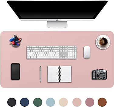 Tapis de souris WE XXL en PU double face, rose et gris