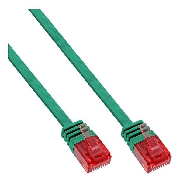 INTOS ELECTRONIC RJ-45 (M) to RJ-45 (M) Cable - 2m - UTP - CAT 6 - Molded, Locked, Flat - Green