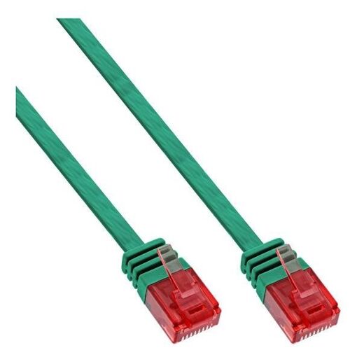 INTOS ELECTRONIC RJ-45 (M) to RJ-45 (M) Cable - 2m - UTP - CAT 6 - Molded, Locked, Flat - Green
