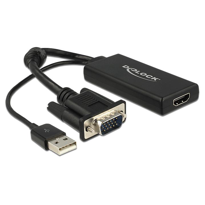Convertidor de vídeo Delock - VGA a HDMI - Negro
