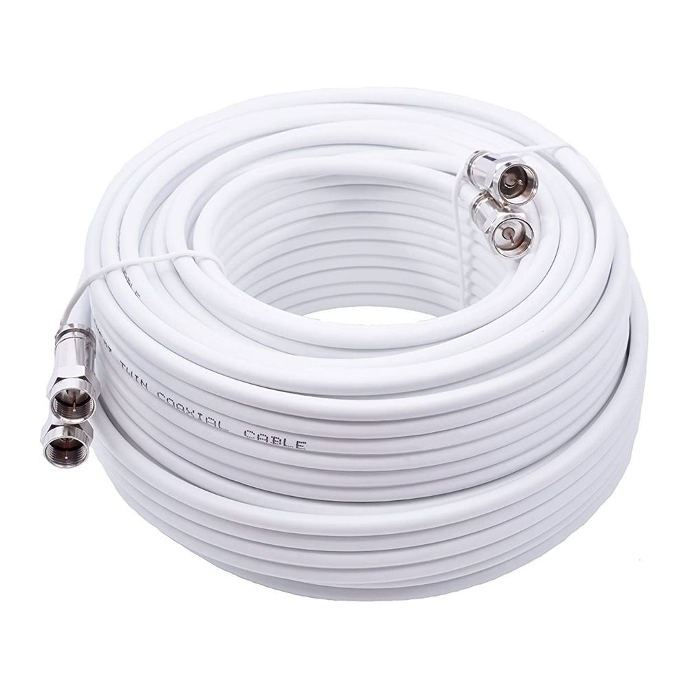 HD4K 25m Coaxial Cable for Satellite TV Antenna, 2x19 VAtC, White, 7mm Diameter