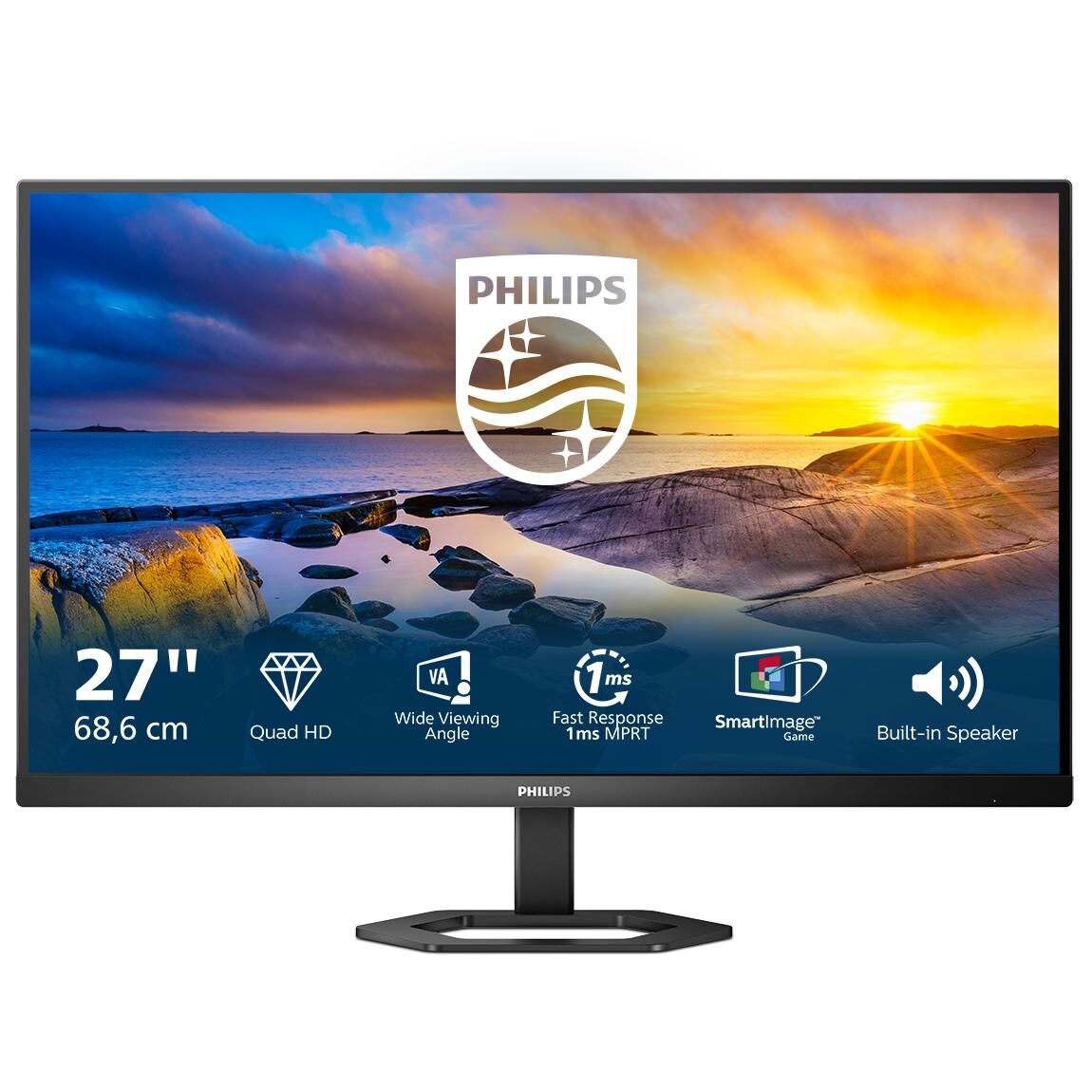 Philips 27E1N5500LA - 5000 Series - écran LED - 27" - 2560 x 1440 QHD @ 75 Hz - VA - 300 cd/m² - 4000:1 - 1 ms - 2xHDMI, DisplayPort - haut-parleurs - noir texturé