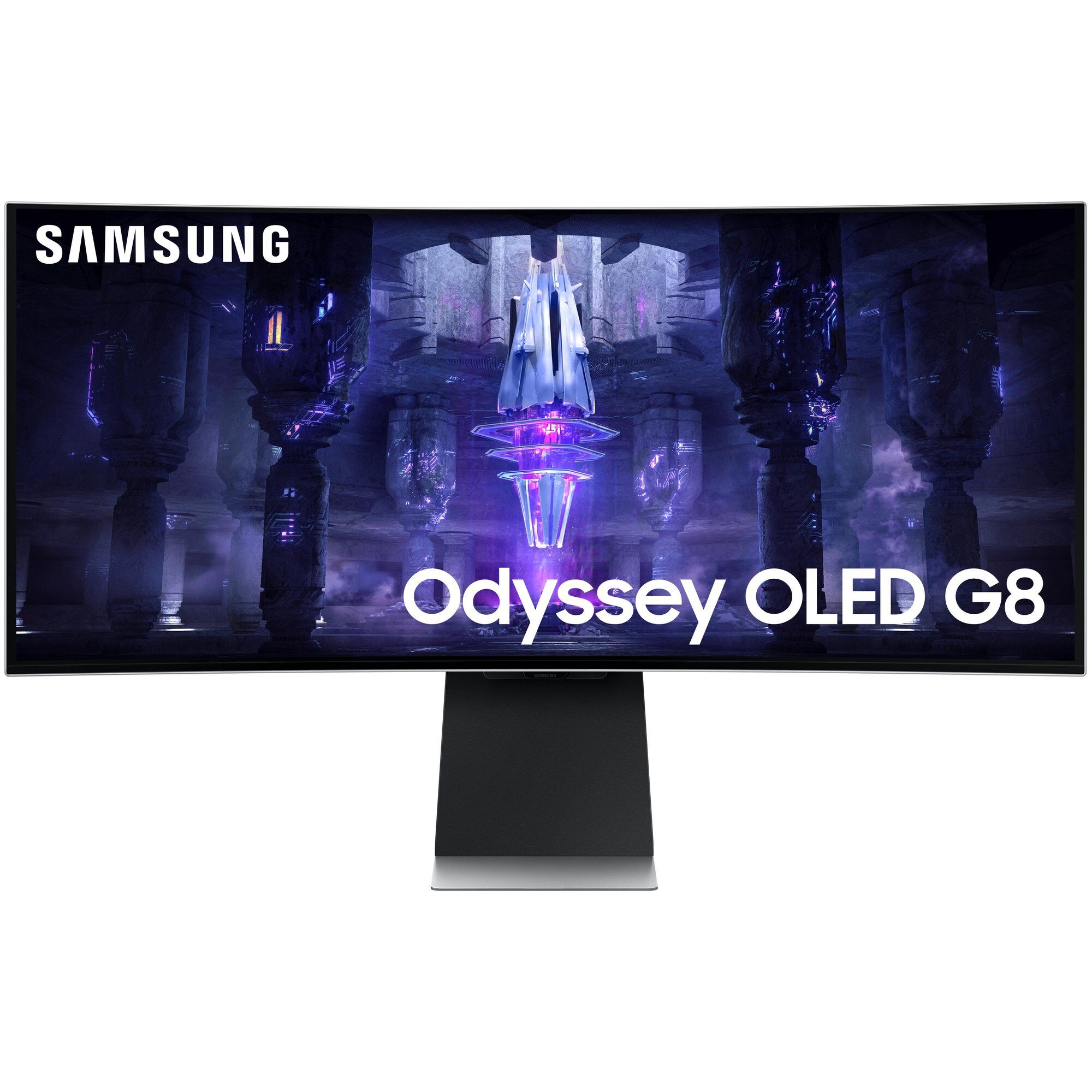 Samsung Odyssey OLED G8 S34BG850SU - Moniteur OLED - Intelligent - jeux - incurvé - 34" - 3440 x 1440 UWQHD @ 175 Hz - 250 cd/m² - 1000000:1 - DisplayHDR 400 True Black - 0.1 ms - Mini DisplayPort, Micro HDMI, USB-C - haut-parleurs - argent