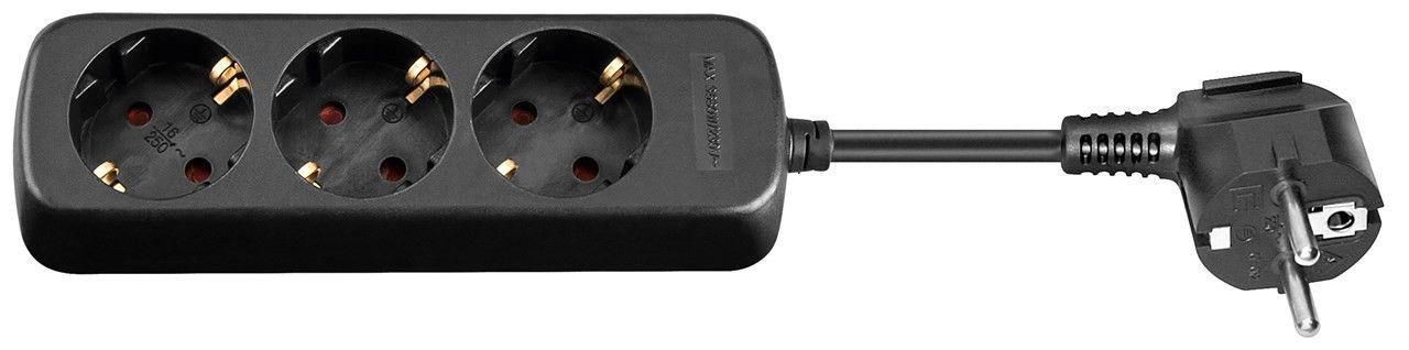 MicroConnect 3-Way Schuko Socket 1.5M Black Power Bars