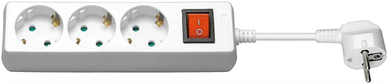MicroConnect 3-Way Schuko Socket 1.5M White Power Strips
