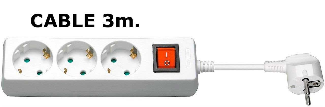 MicroConnect 3-Way Schuko Socket 3M White Power Bars