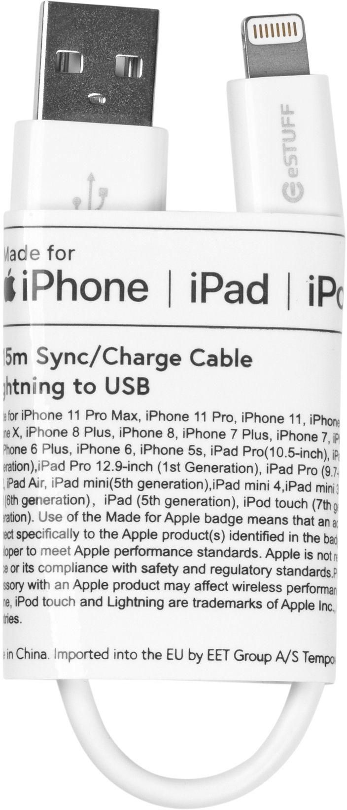 eSTUFF Lightning Cable 0.15m White