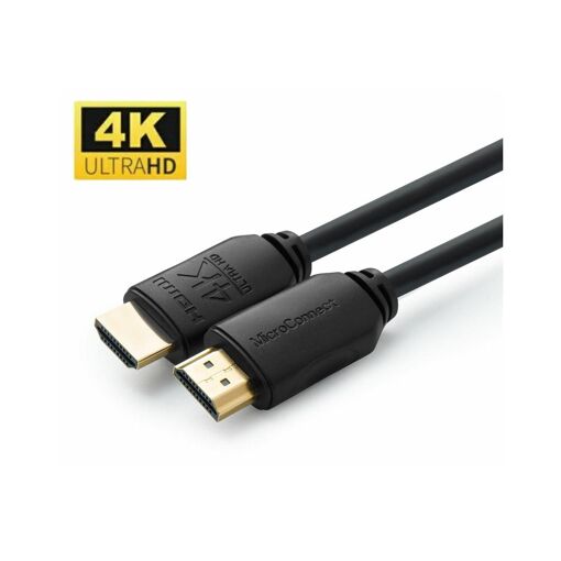 Câble HDMI haute vitesse MicroConnect avec Ethernet, 5 m, Noir, Blindage triple, Prise en charge 4K60Hz (4096 x 2160)