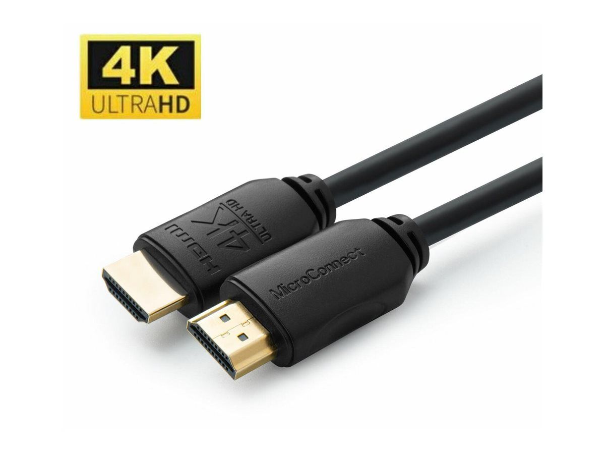 MicroConnect High-Speed HDMI with Ethernet Cable, 5m, Black, Triple Shielding, 4K60Hz (4096 x 2160)