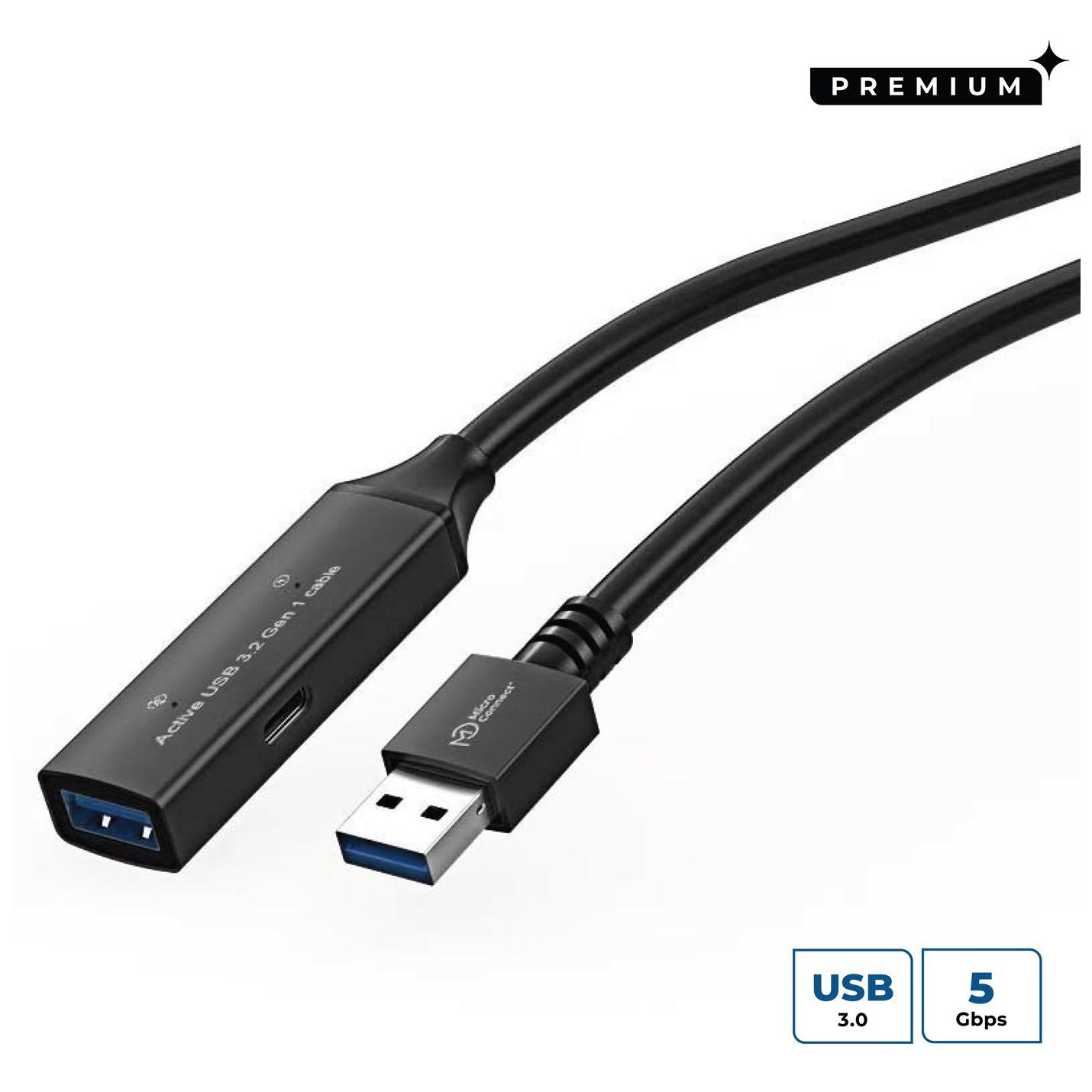Cable MicroConnect USB 3.2 Gen 1, 10 m, Negro
