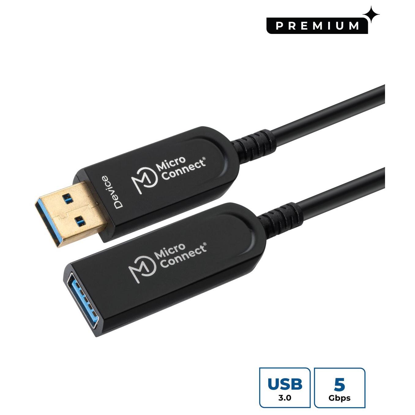 Câble MicroConnect USB 3.2 Gen 1, 20 m, Noir