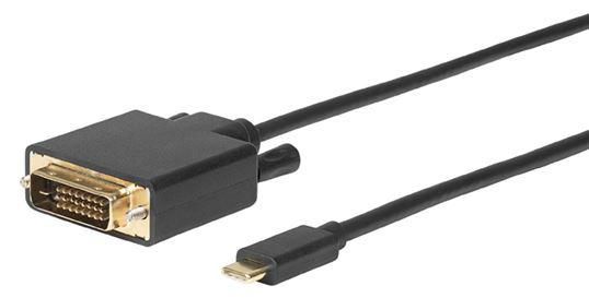 MicroConnect USB-C to DVI-D Adapter Cable - 24-Pin, 1.8m, Black, 1080p 60Hz