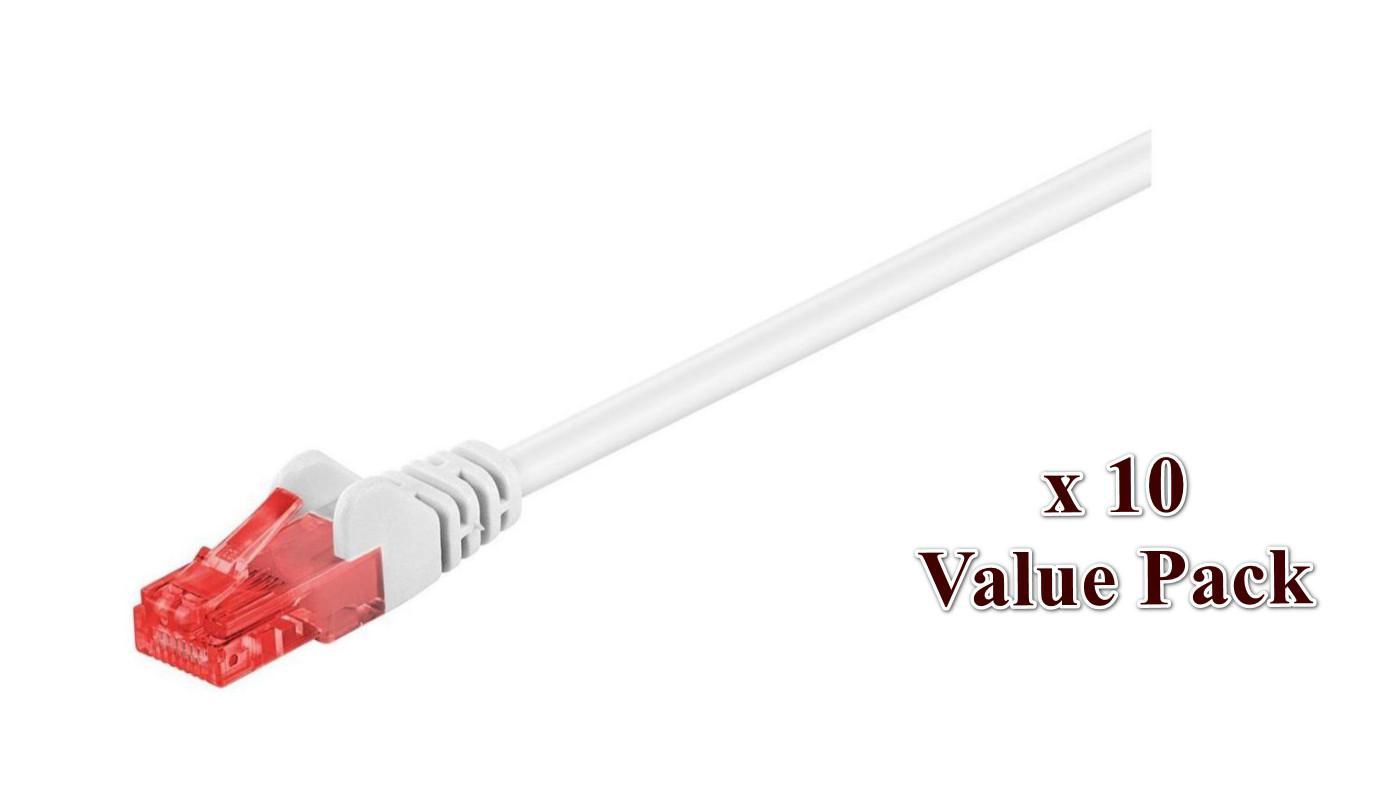 MicroConnect U/UTP CAT6 1M White 10 Pack - Network Cables