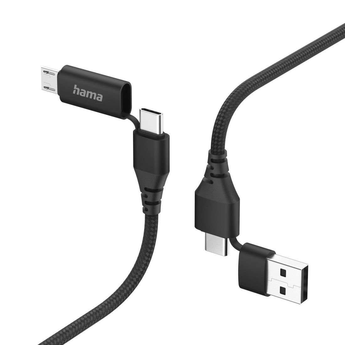 Câble USB Hama 4 en 1 avec USB-C et micro-USB, 1,5 m