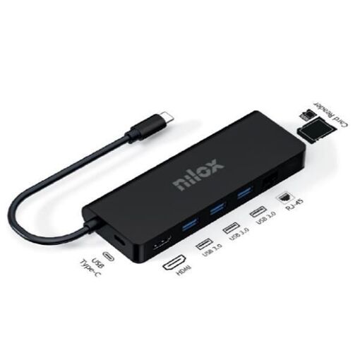 Dock Nilox 8 en 1 USB-C - HDMI 4K, 0 Mbit/s