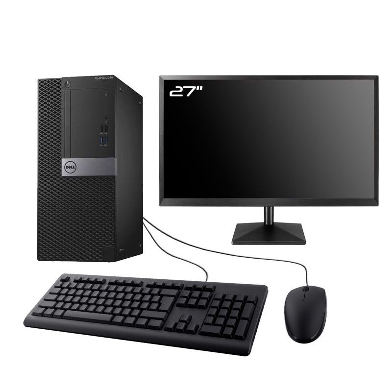 Dell 3040 MT Gaming PC - 27" Full HD Monitor, GTX 1650, i5-6500, 16GB RAM, 240GB SSD + 2TB HDD