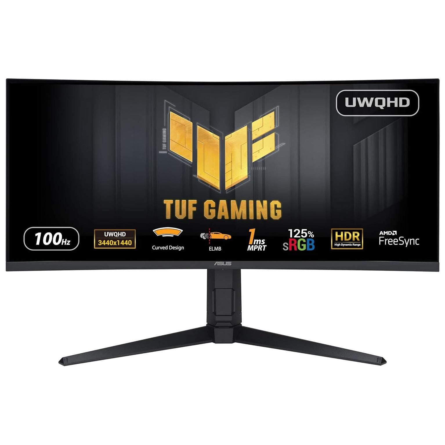 ASUS TUF Gaming VG34VQEL1A - 34" Curved UWQHD 100Hz VA Gaming Monitor with Speakers - Black