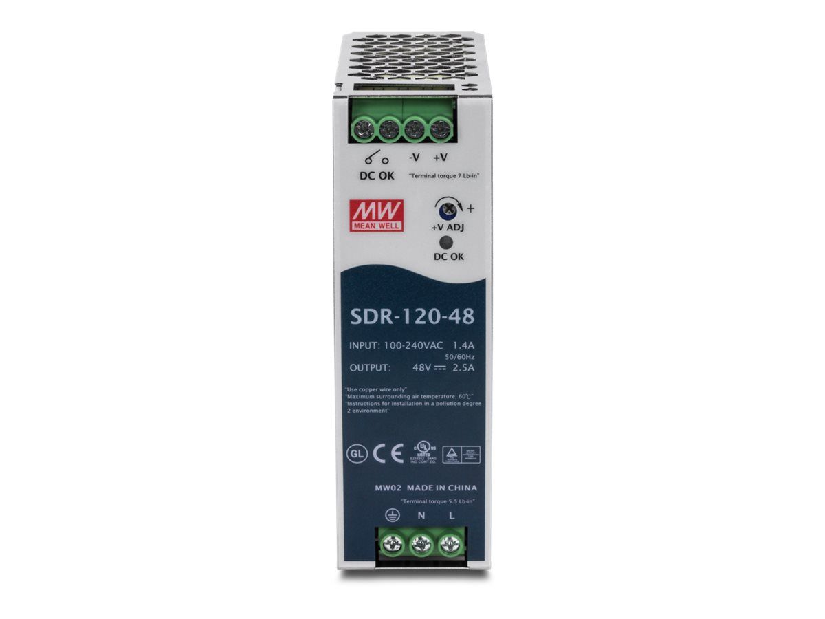 Trendnet TI-S12048 Power Supply (DIN Rail Mount) - 120W, 100-240V AC, Active PFC, TAA Compliant