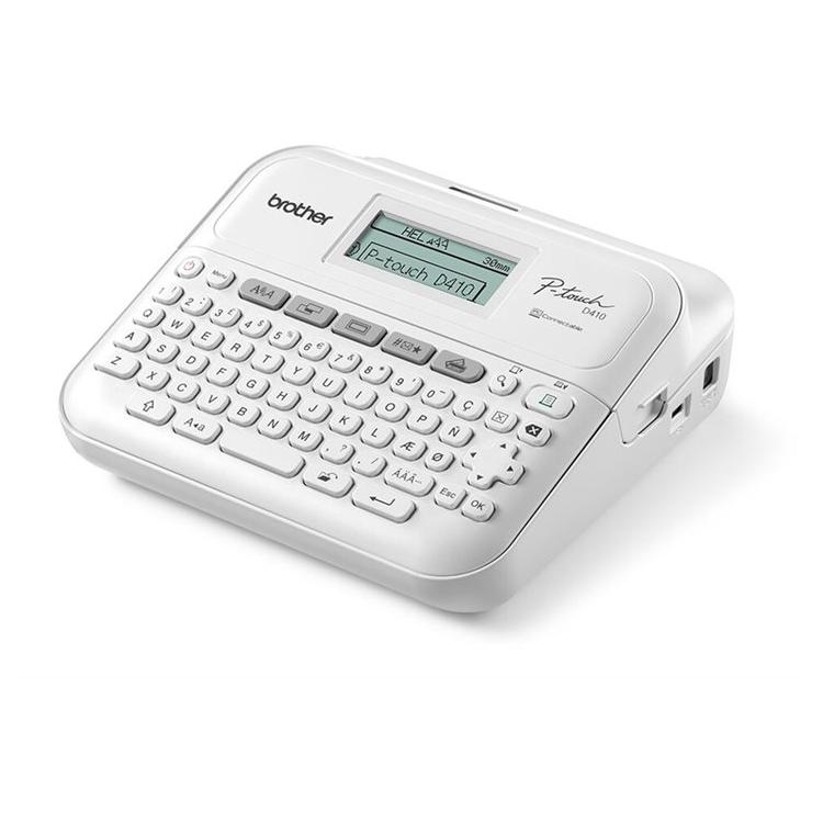 Brother P-Touch PT-D410 Label Maker - Black and White - Thermal Transfer - 18mm Wide - 180dpi - Up to 20mm/sec - USB - Cutting Tool - Mirror Print, Vertical Print, 5-Line Print, Pre-Print Preview