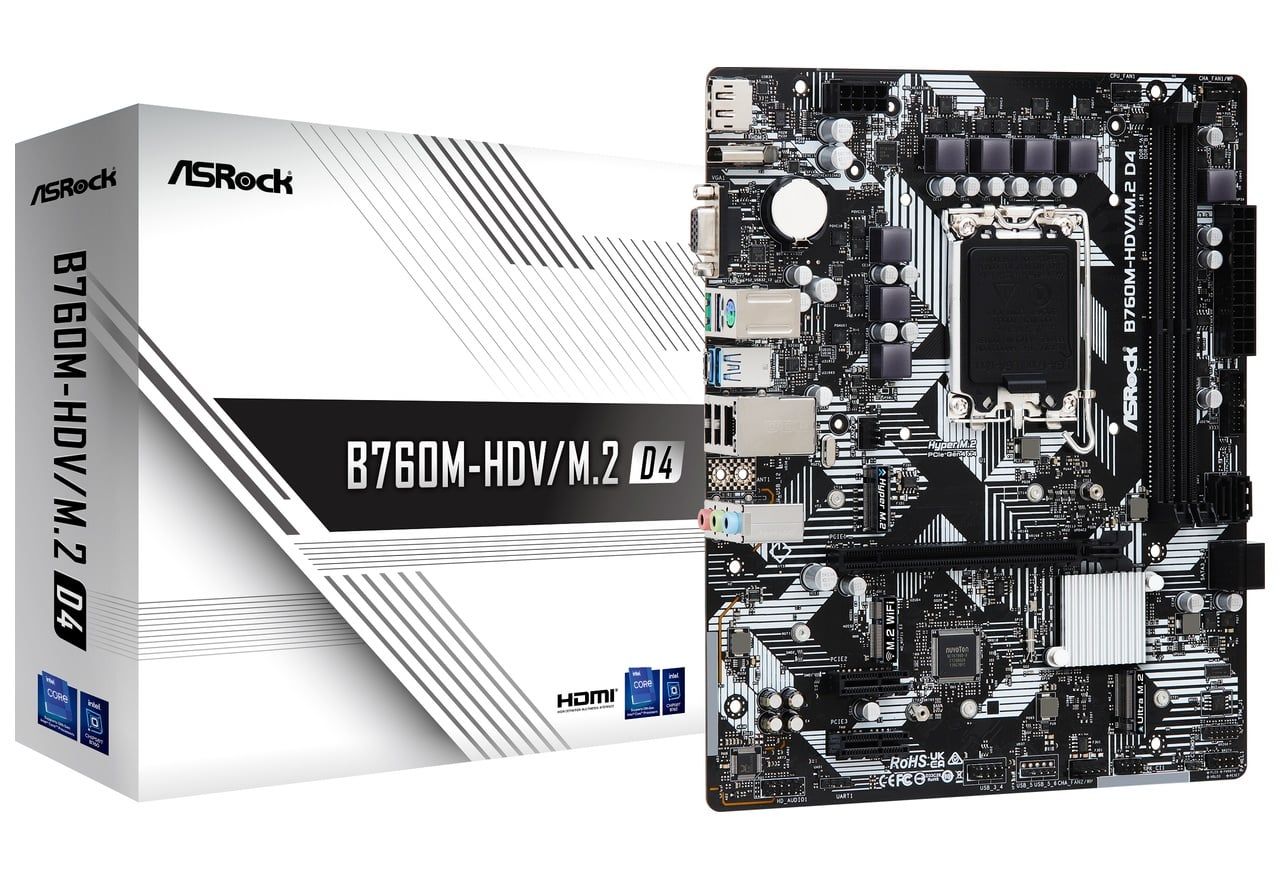 Placa base ASRock B760M-HDV/M.2 D4 con zócalo LGA 1700 (Intel Core i3, i5, i7, i9)