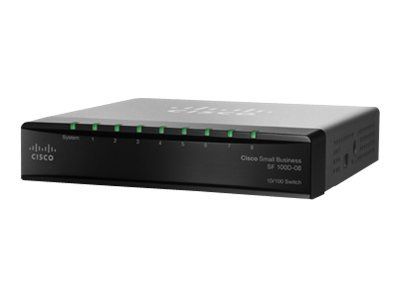 Commutateur Cisco SF 100D-08 - Non géré - 8 ports 10/100 - Bureau - Alimentation CC