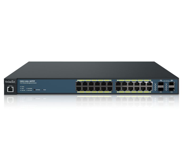 EnGenius Neutron Series EWS1200-28TFP - Smart Switch - 24 x 10/100/1000 (PoE+) + 4 SFP - Rack Mountable - PoE+ (410W)
