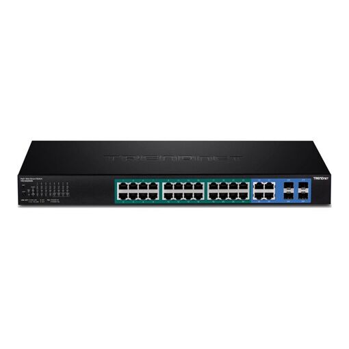 Trendnet TPE 5028WS - Smart Switch - 24 x 10/100/1000 PoE+ + 4x Combined Gigabit SFP - Desk/Rack Mountable - PoE+ (370W) - 100-240V AC - TAA Compliant