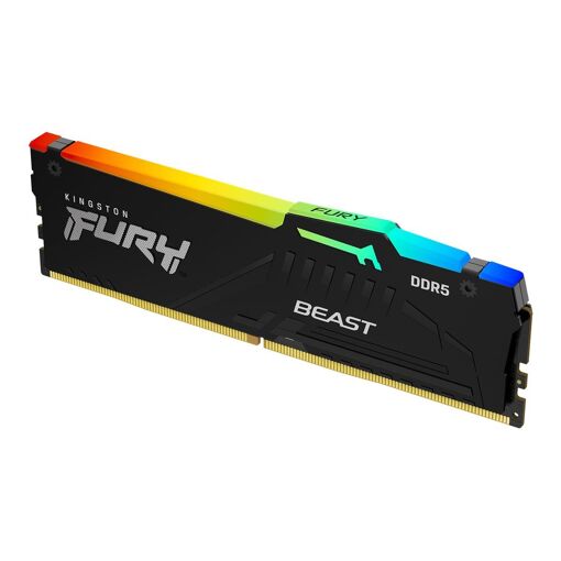 Módulo de memoria Kingston FURY Beast RGB 8GB DDR5 (288 pines DIMM, 5600 MT/s, PC5-44800, CL36, 1.25V, sin amortiguador, ECC en el chip)