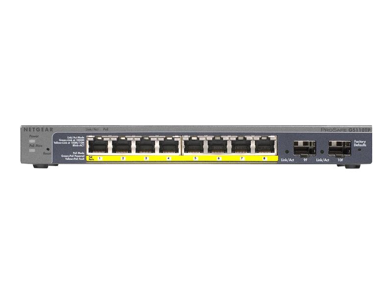 Netgear Smart GS110TP v2 - Managed Switch - 8 x 10/100/1000 PoE + 2 x SFP - Desktop - PoE (46W)