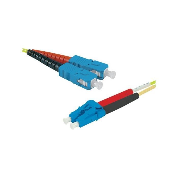 exertis Connect Fiber Optic Cable - 3m, SC/UPC to LC/UPC, Duplex, OS2, 9/125um, Yellow