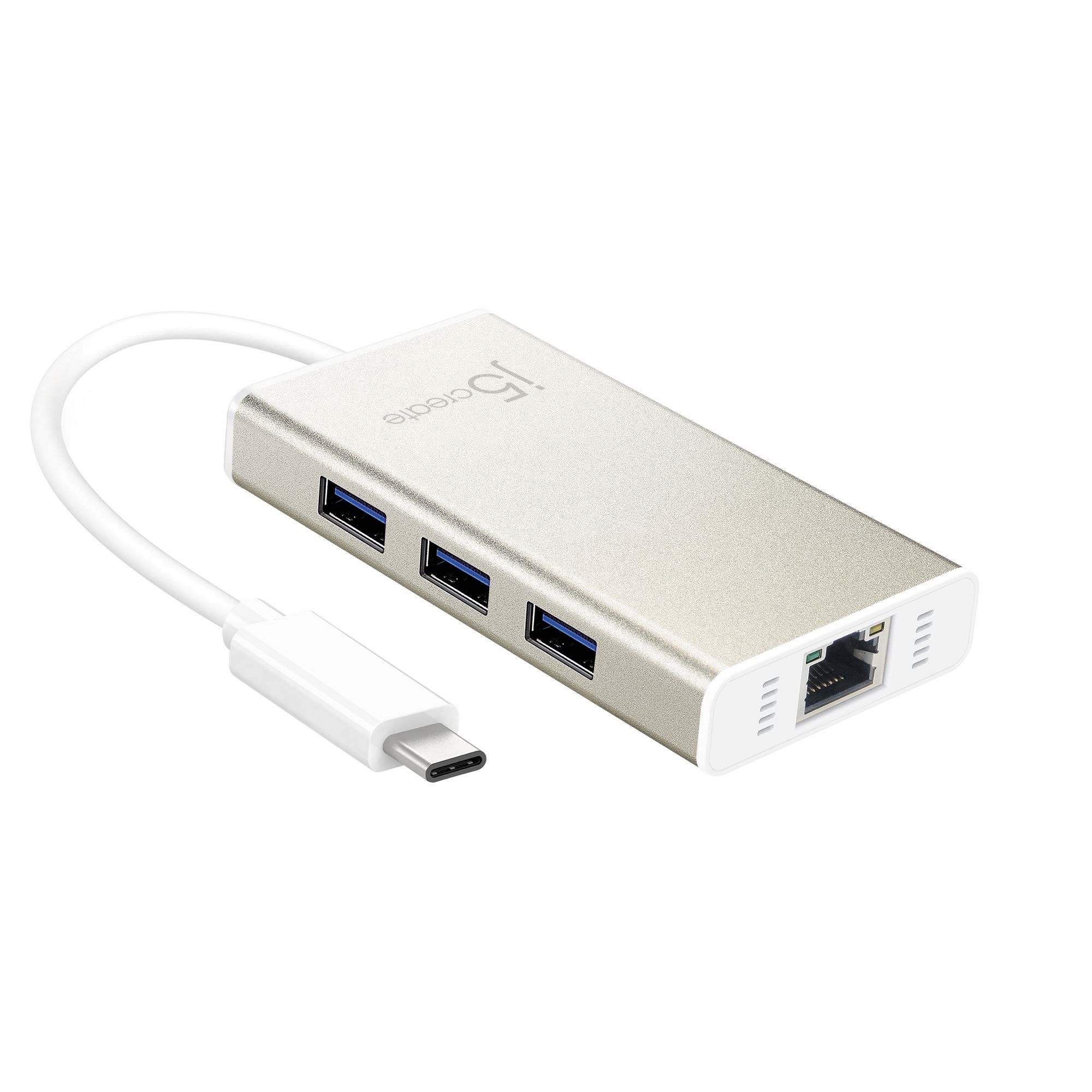 j5create USB-C Ethernet Adapter - Gigabit + 3x USB 3.0