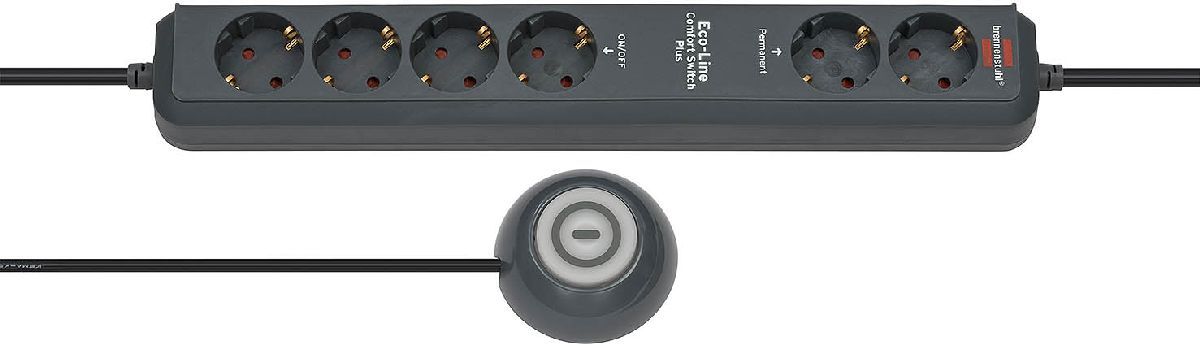 Enchufe extensor Brennenstuhl Eco-Line con interruptor, 6 vías, cable de 1,5 m (H05VV-F 3G1,5)