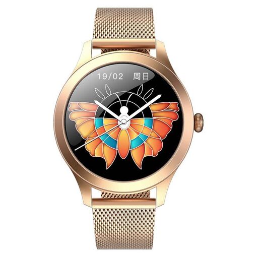 Maxcom FW42 - Montres connectées en acier inoxydable avec bracelet métallique - Écran de 1,09 pouce - Bluetooth - 70 g - Or