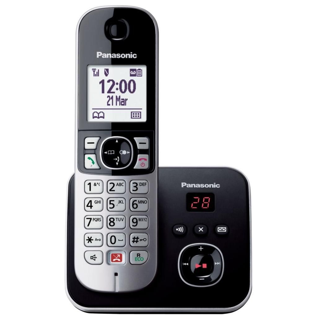 Panasonic KX TG6861 Wireless Fixed Telephone, Black and Silver