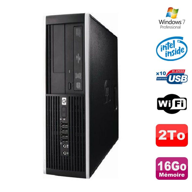 Ordinateur de bureau HP Elite 6000 Pro SFF - Processeur Intel Core i5-7400, 16 Go de RAM, 2 To SSD, WiFi, Windows 7 Professionnel