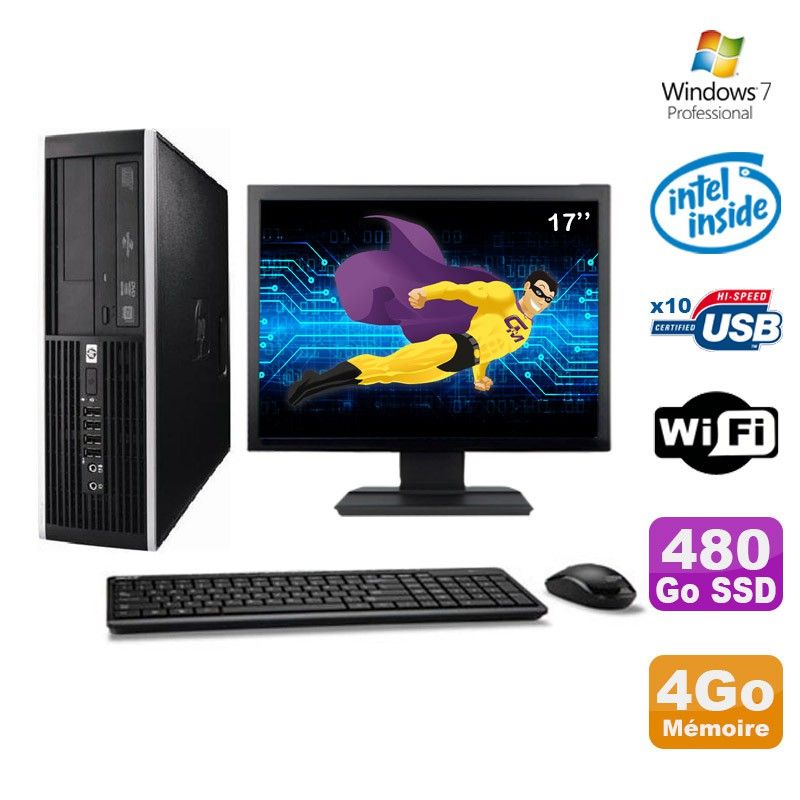 HP Elite 6000 Pro SFF Desktop PC - Intel E5400, 4GB RAM, 480GB SSD, WiFi, Windows 7 Pro